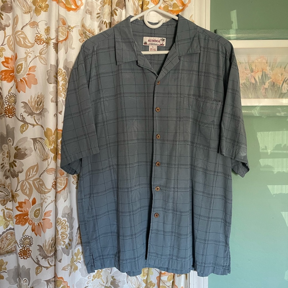 100% silk thick shirt vintage